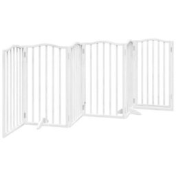 Walplus White Dog Gate With Door Foldable 6 Panels 300 Cm Poplar Wood - thumbnail 6