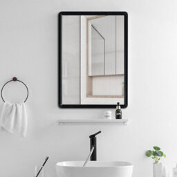 Living And Home Black Wall Mounted Rectangle Framed Bathroom Mirror Vanity Mirror 500 mm X 700 mm - thumbnail 3
