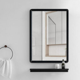 Living And Home Black Wall Mounted Rectangle Framed Bathroom Mirror Vanity Mirror 500 mm X 700 mm - thumbnail 1
