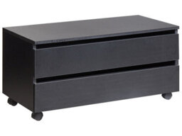 Wyld And Coco Luxecasa Black Bathroom Cabinet On Wheels With Two Drawers - 80 X 30 X 38 Cm - thumbnail 3