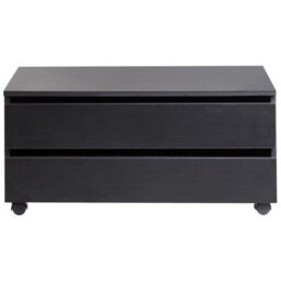 Wyld And Coco Luxecasa Black Bathroom Cabinet On Wheels With Two Drawers - 80 X 30 X 38 Cm - thumbnail 1