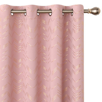 Deconovo Foil Printed Thermal Curtains 66 X 72 Inch Coral Pink 2 Panels Super Soft Ring Top Blackout Curtains For Bedroom - image 1