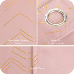 Deconovo Foil Printed Thermal Curtains 66 X 72 Inch Coral Pink 2 Panels Super Soft Ring Top Blackout Curtains For Bedroom - thumbnail 8