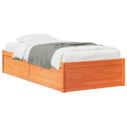 Berkfield Bed Frame Without Mattress Wax Brown 90X190 Cm Single Solid Wood Pine - thumbnail 2