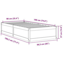 Berkfield Bed Frame Without Mattress Wax Brown 90X190 Cm Single Solid Wood Pine - thumbnail 9