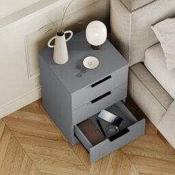 Lassic Vida Designs Trega Grey 3 Drawer Bedside Chest Ideal For Bedroom & Guest Room, (H) 500 X (W) 390 X (D) 280 mm - thumbnail 4