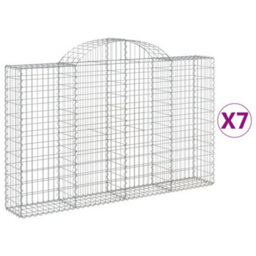 Berkfield Arched Gabion Baskets 7 Pcs 200X30X120/140 Cm Galvanised Iron - thumbnail 2