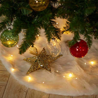 Darphe 122Cm Diameter White Plush Christmas Tree Skirt, Christmas Holiday Decoration. - image 1