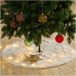 Darphe 122Cm Diameter White Plush Christmas Tree Skirt, Christmas Holiday Decoration. - thumbnail 2