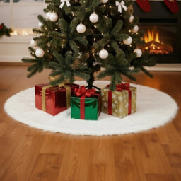 Darphe 122Cm Diameter White Plush Christmas Tree Skirt, Christmas Holiday Decoration. - thumbnail 3