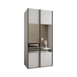Arte Elegant Trosa Iv Sliding Door Wardrobe H2450mm W1200mm D640mm Mirrored Doors, Six Shelves, Hanging Rail, White Finish - thumbnail 1