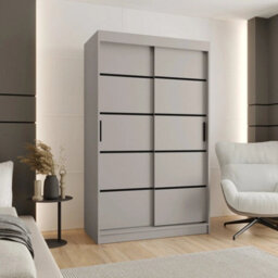 Arte Rubino V1 Sliding Door Wardrobe 120Cm In Cashmere - Two Doors With Optional Decorative Strips - thumbnail 1