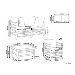 Beliani Garden Lounge Set With Table 4 Seater Cerreto Bamboo Off-White - thumbnail 3