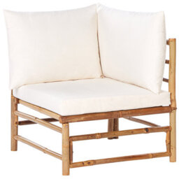 Beliani Garden Lounge Set With Table 4 Seater Cerreto Bamboo Off-White - thumbnail 4