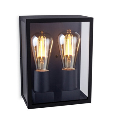 Luminosa Lighting Luminosa Houston Outdoor Flush Box Wall Light Black Ip44, E27 - image 1