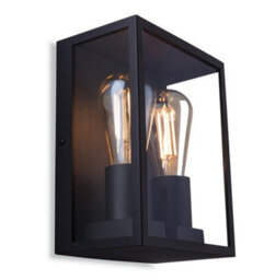Luminosa Lighting Luminosa Houston Outdoor Flush Box Wall Light Black Ip44, E27 - thumbnail 2