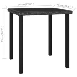 Berkfield Garden Dining Table Black 70X70X73 Cm Poly Rattan - thumbnail 4