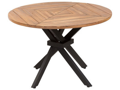 Beliani Garden Dining Table Lissone 110 Cm 110 Cm Acacia Wood Brown - image 1