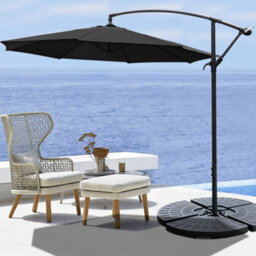 Living And Home 3M Large Rotatable Garden Sun Shade Cantilever Parasol Patio Hanging Banana Umbrella Crank Tilt With Fillable Base, Black - thumbnail 1