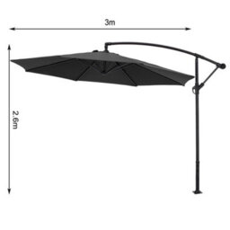 Living And Home 3M Large Rotatable Garden Sun Shade Cantilever Parasol Patio Hanging Banana Umbrella Crank Tilt With Fillable Base, Black - thumbnail 5