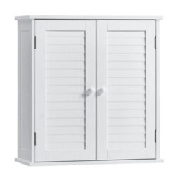 Bathroom Cabinet Wall Mounted Double Shutter Door White