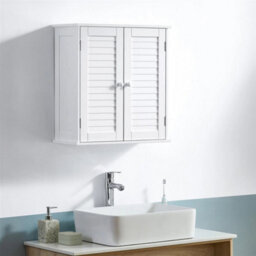 Bathroom Cabinet Wall Mounted Double Shutter Door White - thumbnail 6
