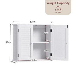 Bathroom Cabinet Wall Mounted Double Shutter Door White - thumbnail 2