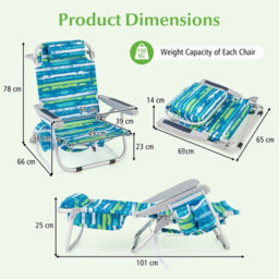 Gainoom Outdoor Folding Backpack Beach Chair Aluminum Lay Flat Camping Chair - thumbnail 2