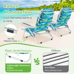 Gainoom Outdoor Folding Backpack Beach Chair Aluminum Lay Flat Camping Chair - thumbnail 5