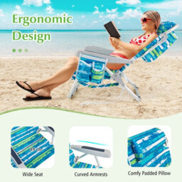 Gainoom Outdoor Folding Backpack Beach Chair Aluminum Lay Flat Camping Chair - thumbnail 9