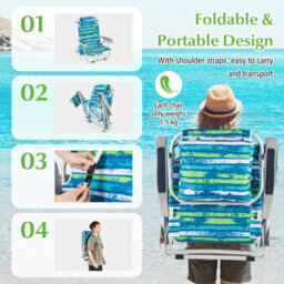 Gainoom Outdoor Folding Backpack Beach Chair Aluminum Lay Flat Camping Chair - thumbnail 8