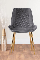 Furniturebox Andria Black Leg Marble Effect Dining Table And  6 Grey Pesaro Gold Leg Chairs - thumbnail 8