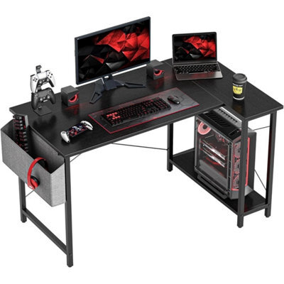 L-Shaped Computer Desk: Stylish Workstation With Storage Bag & Shelves - image 1