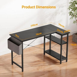 L-Shaped Computer Desk: Stylish Workstation With Storage Bag & Shelves - thumbnail 2