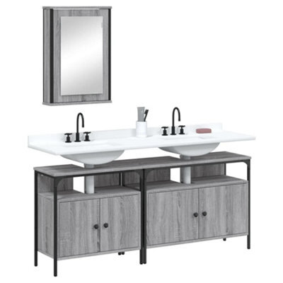 Berkfield 3 Piece Bathroom Furniture Set Grey Sonoma Engineered Wood - image 1