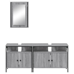 Berkfield 3 Piece Bathroom Furniture Set Grey Sonoma Engineered Wood - thumbnail 6
