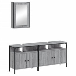 Berkfield 3 Piece Bathroom Furniture Set Grey Sonoma Engineered Wood - thumbnail 2