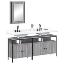 Berkfield 3 Piece Bathroom Furniture Set Grey Sonoma Engineered Wood - thumbnail 1