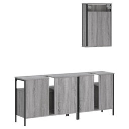 Berkfield 3 Piece Bathroom Furniture Set Grey Sonoma Engineered Wood - thumbnail 8