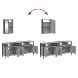 Berkfield 3 Piece Bathroom Furniture Set Grey Sonoma Engineered Wood - thumbnail 9