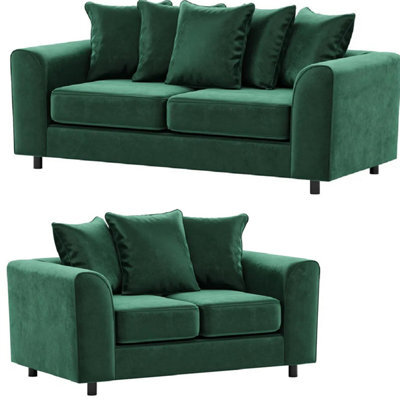 Furnishings For Less UK Brooklyn Plush Velvet Fabric Sofa Set 3 And 2 Seater Sofa Foam Green - image 1