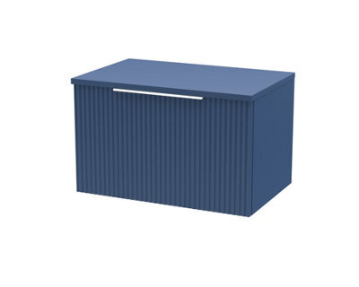 Balterley Tixall Fluted 1 Drawer Wall Hung Vanity Unit With Worktop, Satin Blue, 600mm - image 1