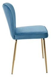 Orsina Blue Velvet Tapered Back Dining Chair, Sleek Curves Velvet Upholstery Dining Room Chair, Gold Finish Legs - thumbnail 3