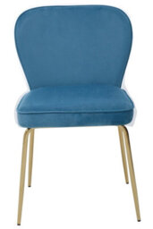 Orsina Blue Velvet Tapered Back Dining Chair, Sleek Curves Velvet Upholstery Dining Room Chair, Gold Finish Legs - thumbnail 2