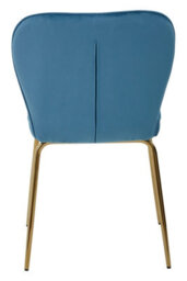 Orsina Blue Velvet Tapered Back Dining Chair, Sleek Curves Velvet Upholstery Dining Room Chair, Gold Finish Legs - thumbnail 4