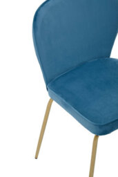Orsina Blue Velvet Tapered Back Dining Chair, Sleek Curves Velvet Upholstery Dining Room Chair, Gold Finish Legs - thumbnail 5