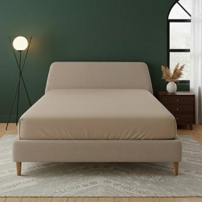 Flannelette Fitted Sheet Extra Deep 40Cm Skirt Soft Brushed Cotton Beige - image 1