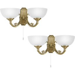 2 Pack Modern Wall Light With Bronzed Metal Shade And Satin Glass E14 Bulbs