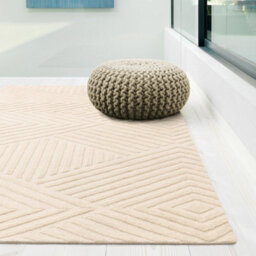 Ivory Handmade Wool Modern Geometric Rug For Living Room And Bedroom-160Cm X 230Cm - thumbnail 2