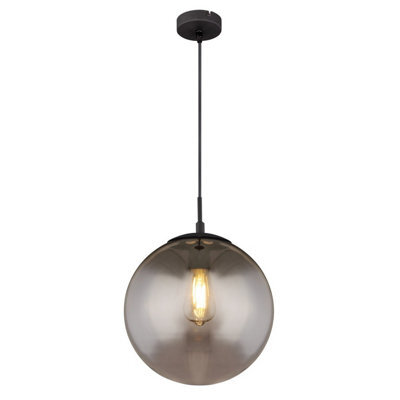 Luminosa Lighting Luminosa Blama 30Cm Globe Pendant Ceiling Light Matt Black Glass Shade 1X E27 - image 1